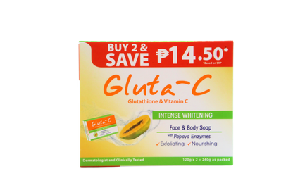 Savon blanchissant intense à la papaye Gluta-C, 2 x 120 grammes