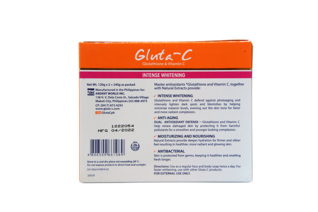 Savon blanchissant intense à la papaye Gluta-C, 2 x 120 grammes