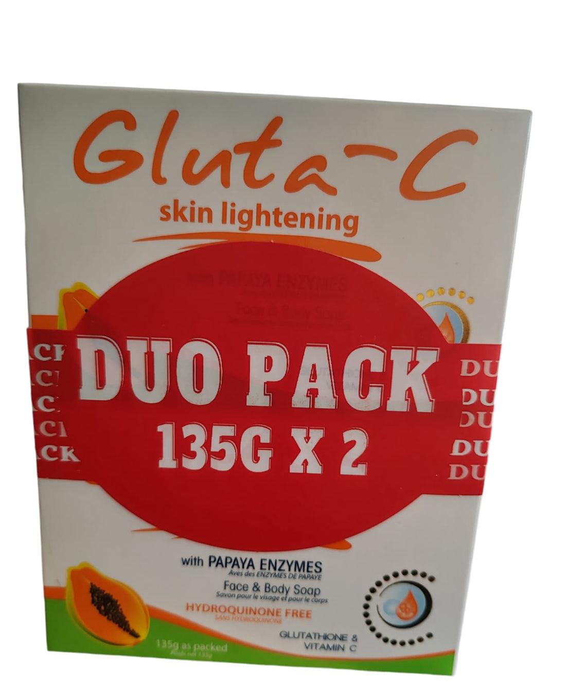 Savon à la papaye éclaircissant pour la peau au glutamate C, pack duo de 270 grammes
