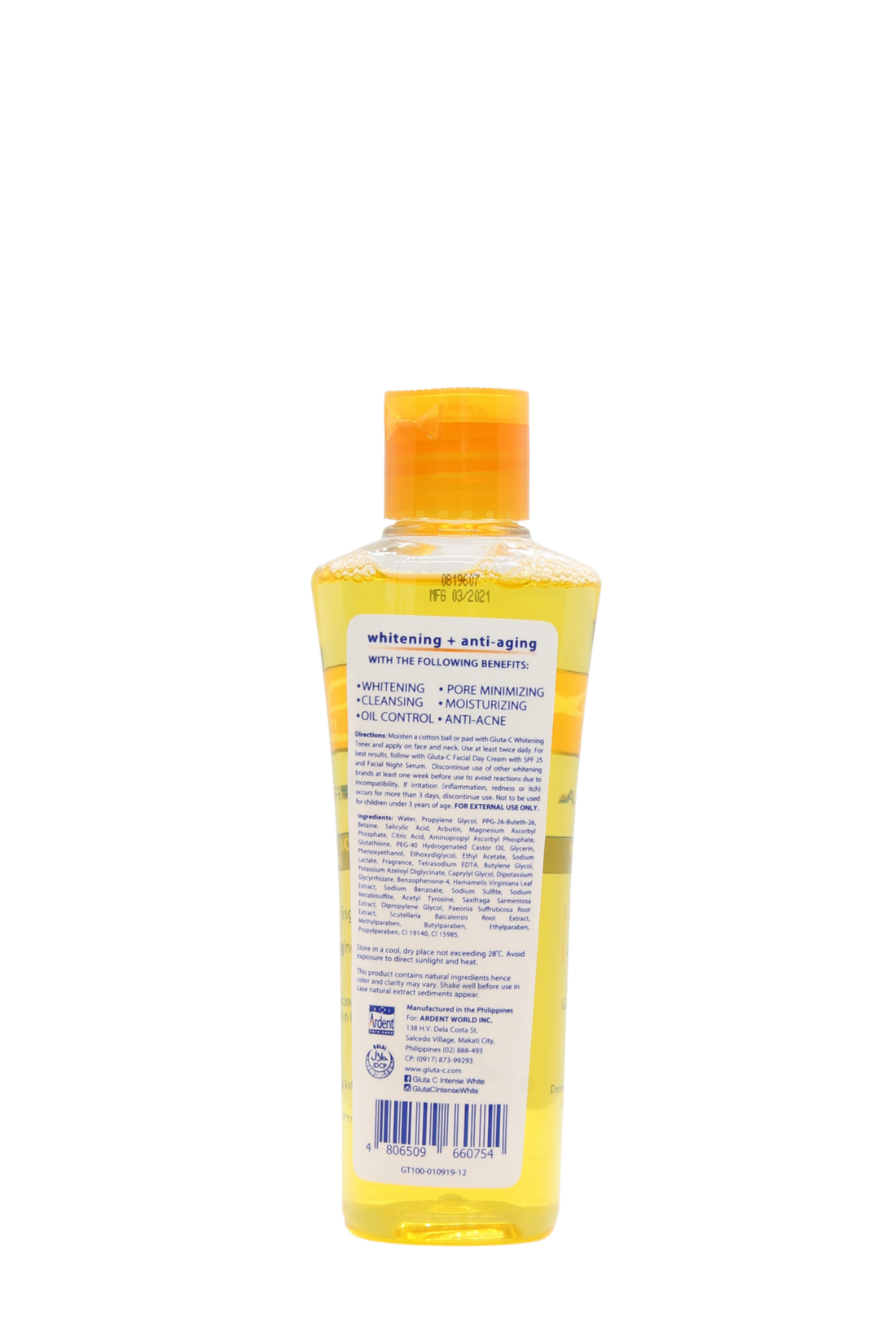 Tonique éclaircissant pour la peau Gluta-C 100 ml