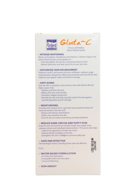 Sérum Visage Éclaircissant Gluta-C Réparateur de Nuit 30 ml