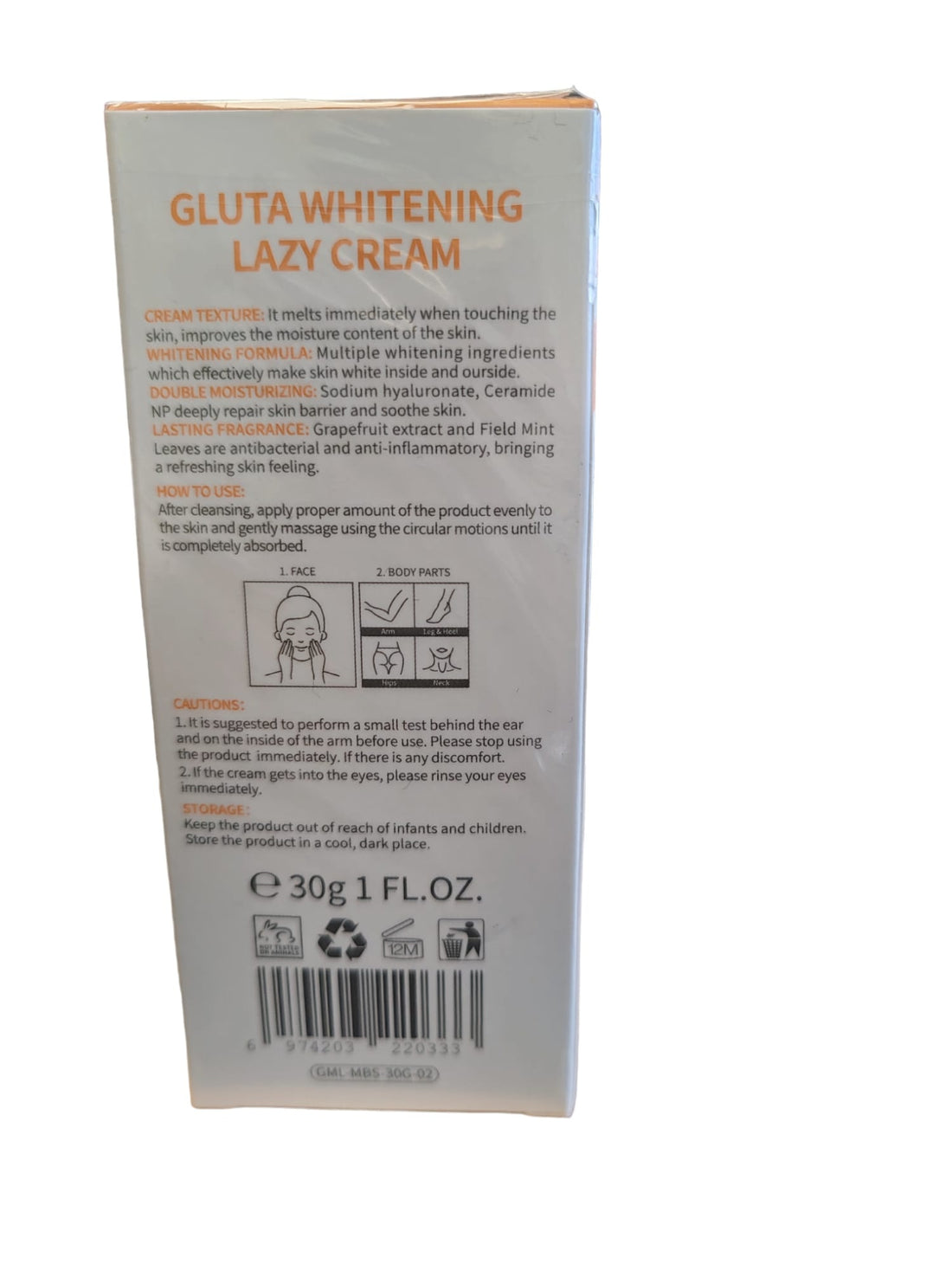 Crème éclaircissante Gluta Lazy 30 grammes