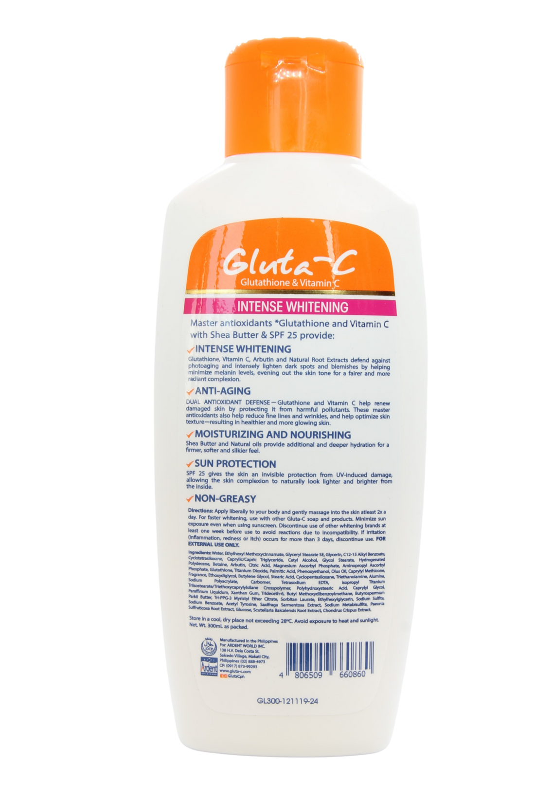 Gluta-C Lait corporel éclaircissant intense SPF25 300 gr