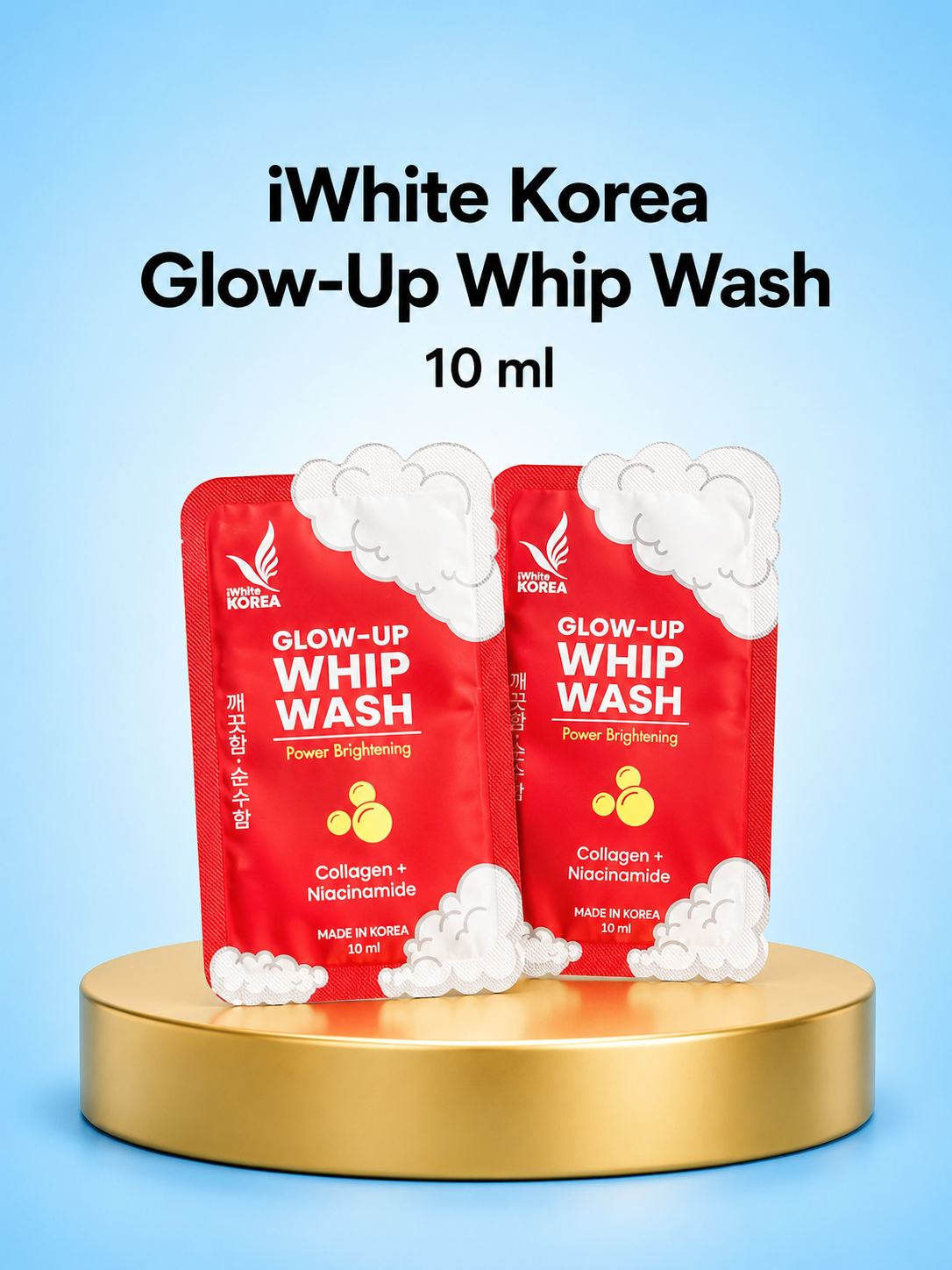 White Korea Glow Up Whip Wash – Nettoyant hydratant et nettoyant pour le visage – Nettoyage, nettoyage, hydratation et exfoliation des cellules de nettoyage – Pour une peau glacée, étirée et humide
