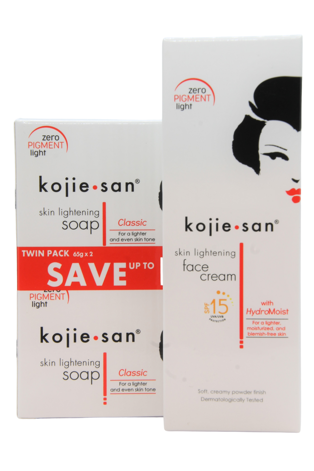 Savon éclaircissant et crème visage KojieSan avec SPF 15, 22 grammes