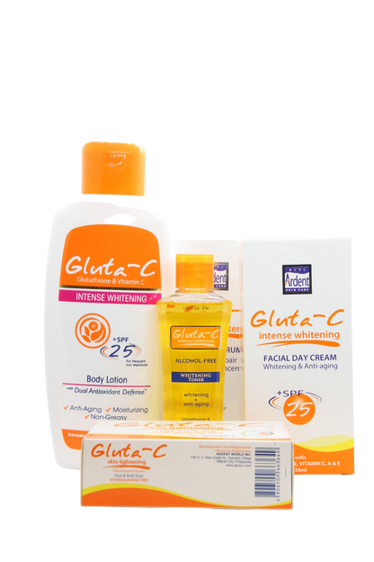 Gluta-C Intense Whitening Set - 5 Items - Alle Huidtypes - Zeep/Facial Serum/Dagcrème/Bodylotion en Whitening Toner