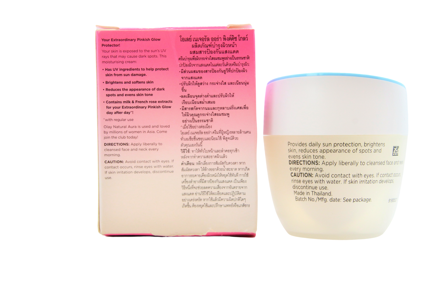 Crème éclat rosé Olay Natural Aura avec protection UV,