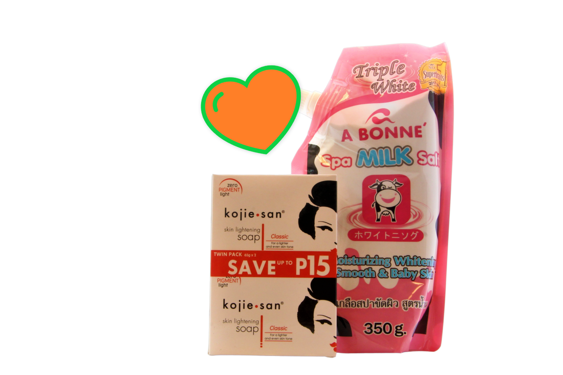 Savon éclaircissant pour la peau Kojie San + Sel de lait spa Yoko A Bonné, extra bons ensemble !