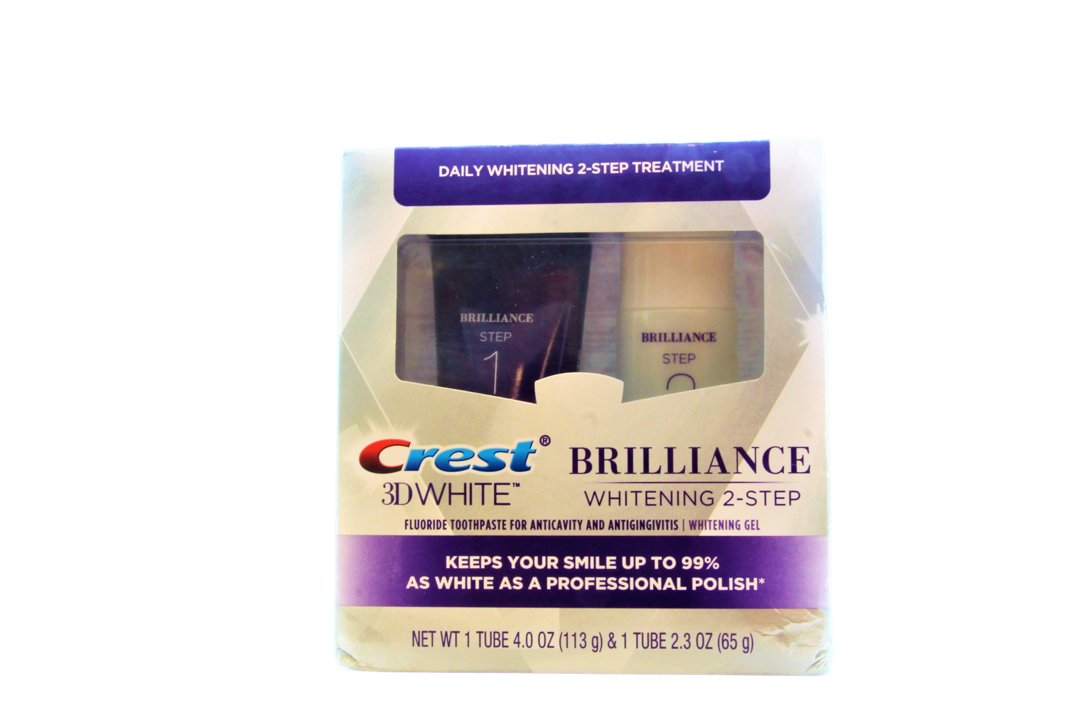 Crest Brilliance et Blanchiment 2 étapes, dentifrice + gel