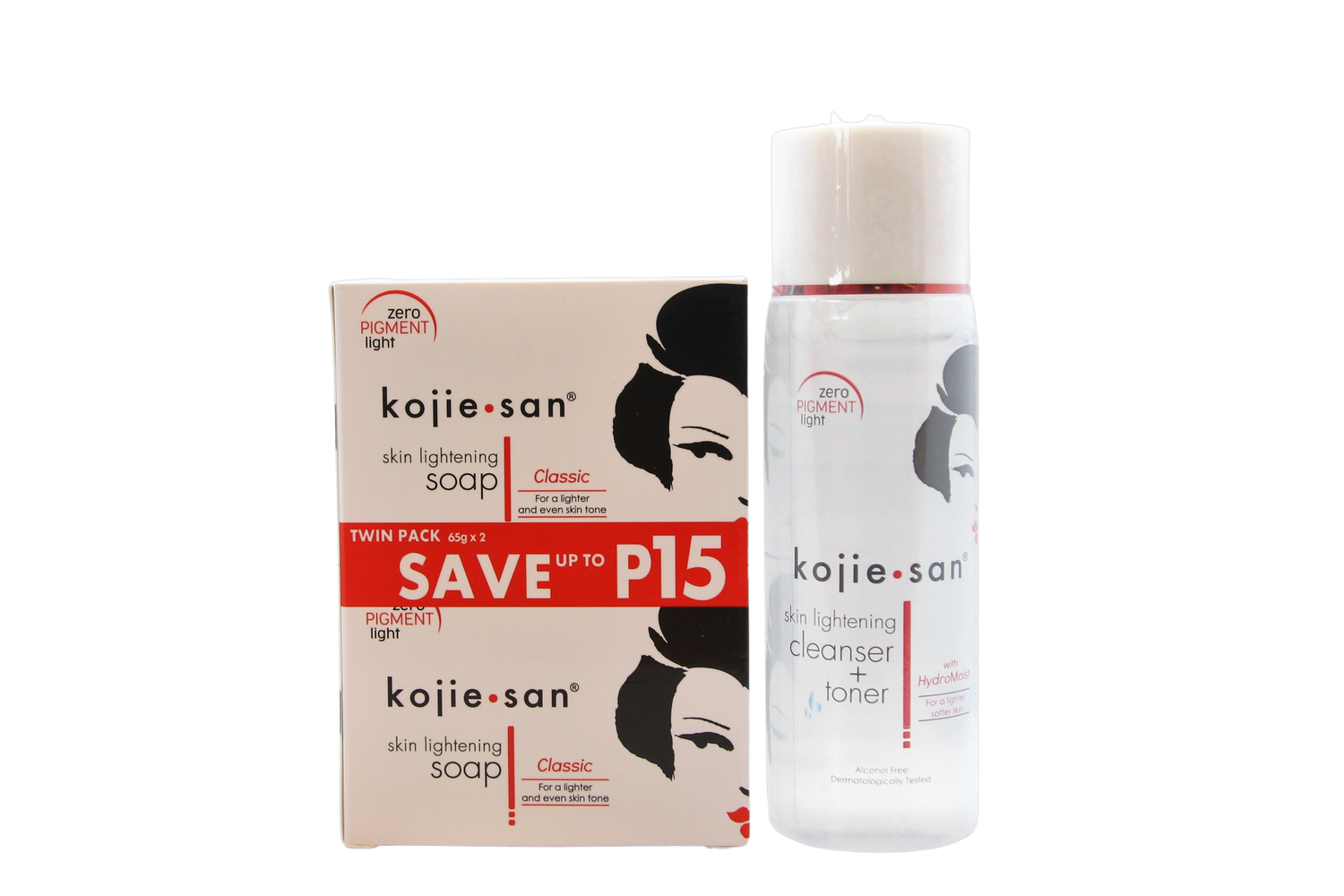 Savon éclaircissant pour la peau Kojie San + nettoyant éclaircissant pour la peau + tonique