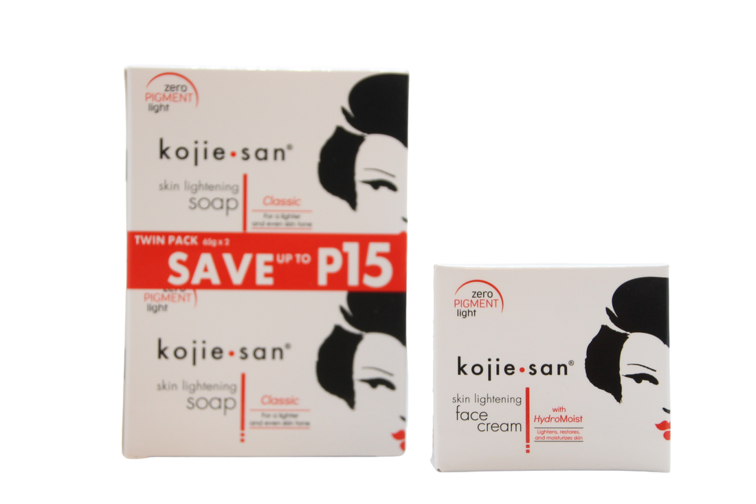 Savon éclaircissant KojieSan (2 x 65 grammes) et crème pour le visage (30 grammes)