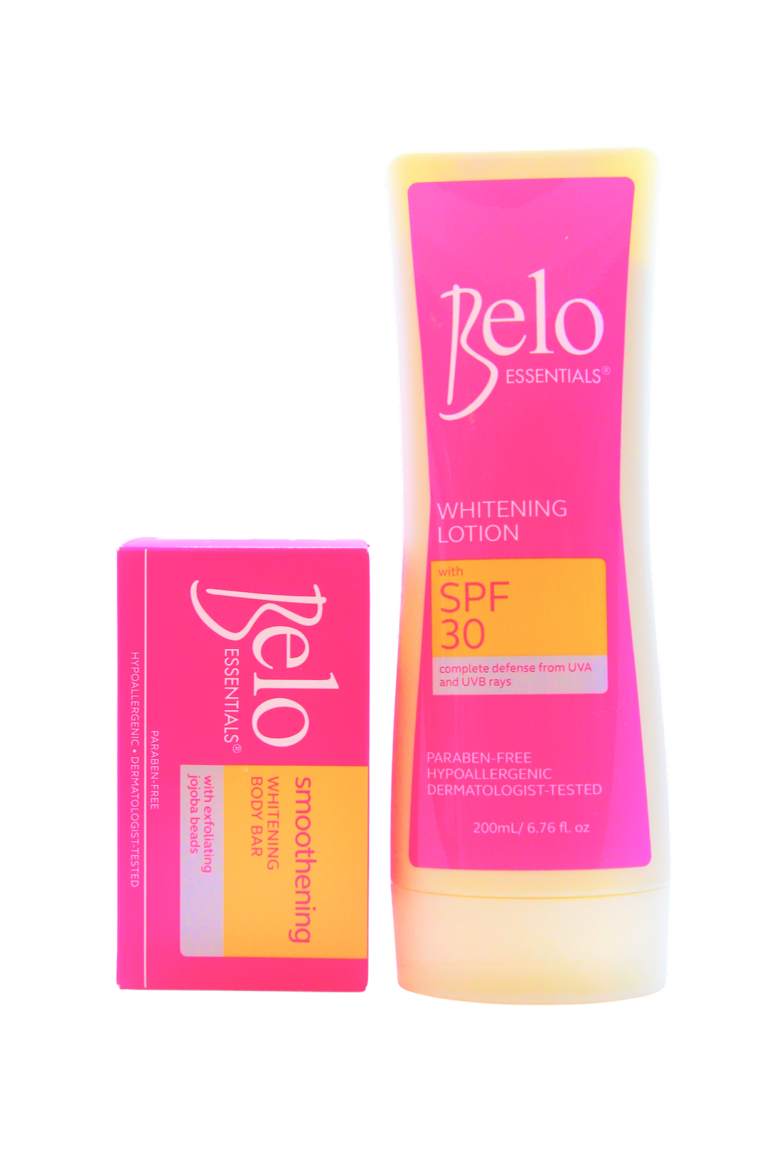 Lotion corporelle blanchissante Belo Essentials avec SPF 30 200 ml + savon