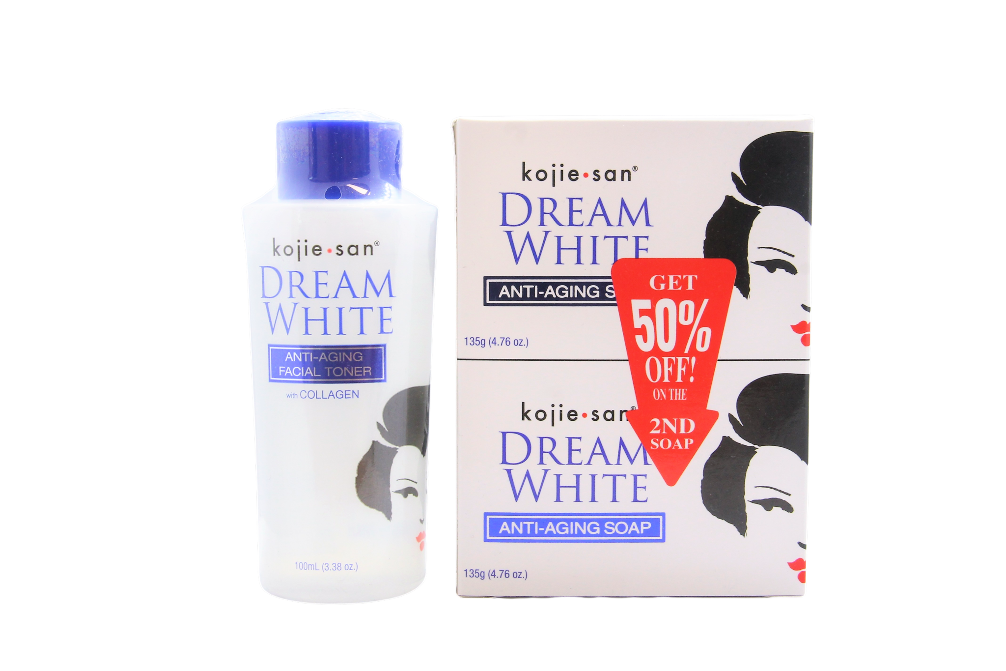 Lotion tonique anti-âge Kojie San Dream White 100 ml + 2 x 135 grammes de savon Kojie San Dream White