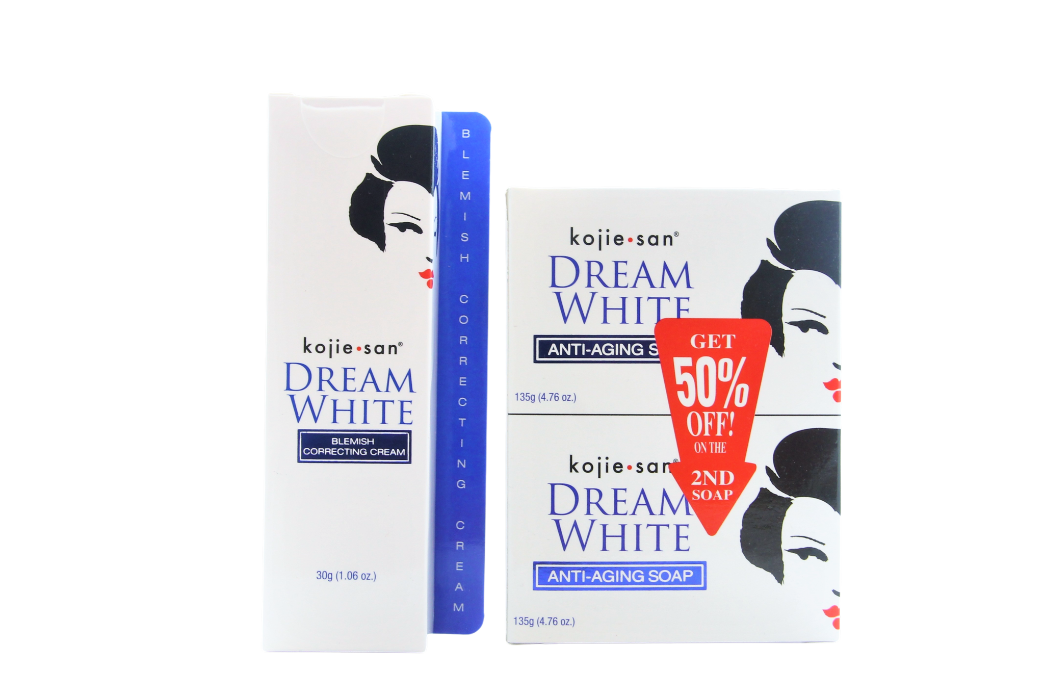Kojie San Dream White Blemish Correcting Cream – 30 g + Savon – Ensemble Verhelderende &amp;amp; Hydraterende – Vermindert Donkere Vlekken, Egaliseert de Huidtint &amp;amp; Hydrateert Intensief – Voor een Gladde, Stralende &amp;amp; Gezonde Huid