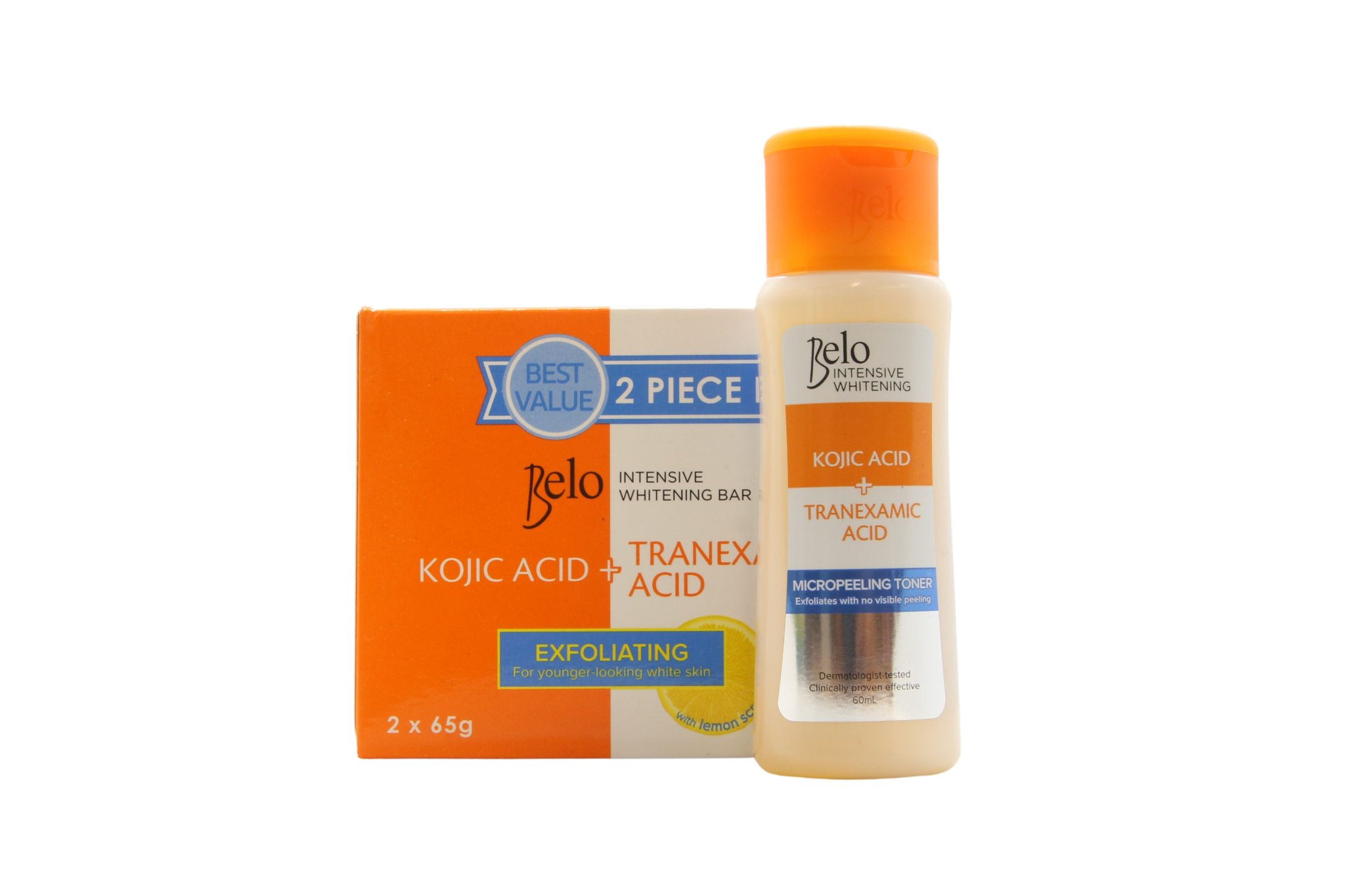 Tonique blanchissant intensif micropeeling Belo + savon exfoliant