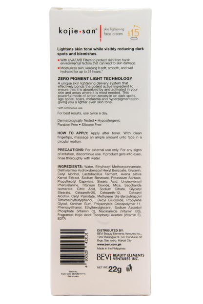 Kojie San crème éclaircissante visage SPF15, 22 gr