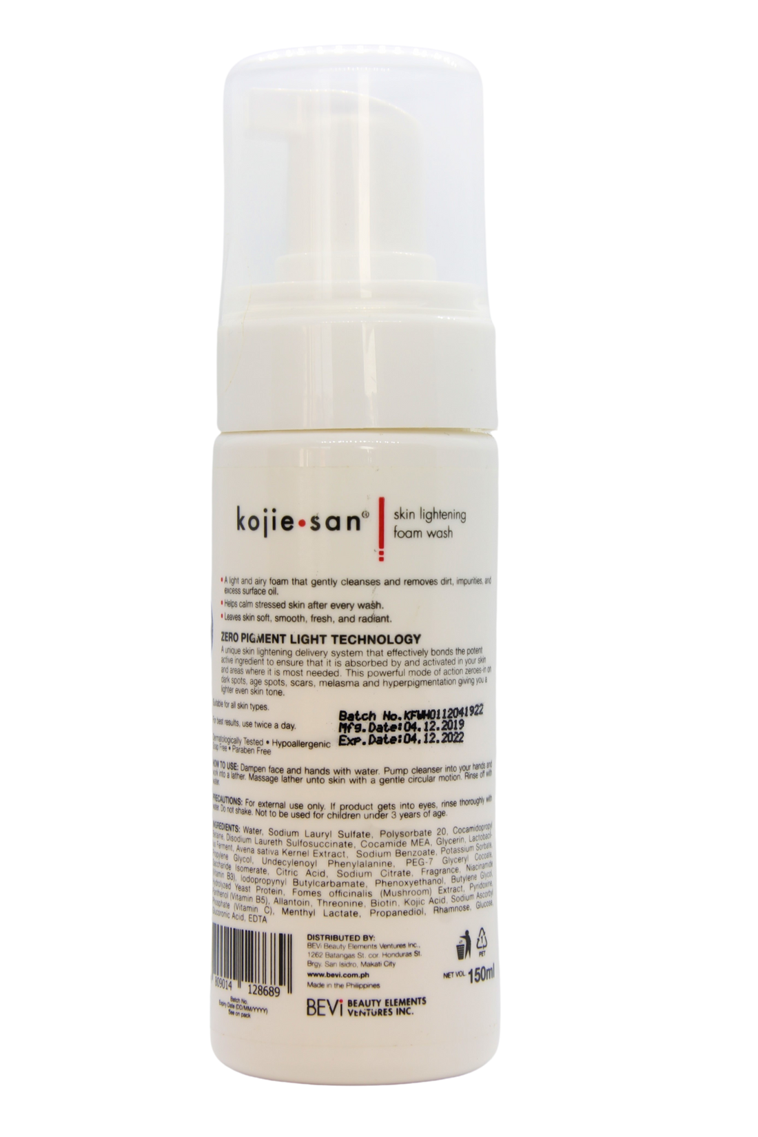 Kojie San Mousse nettoyante éclaircissante pour la peau 150 ml