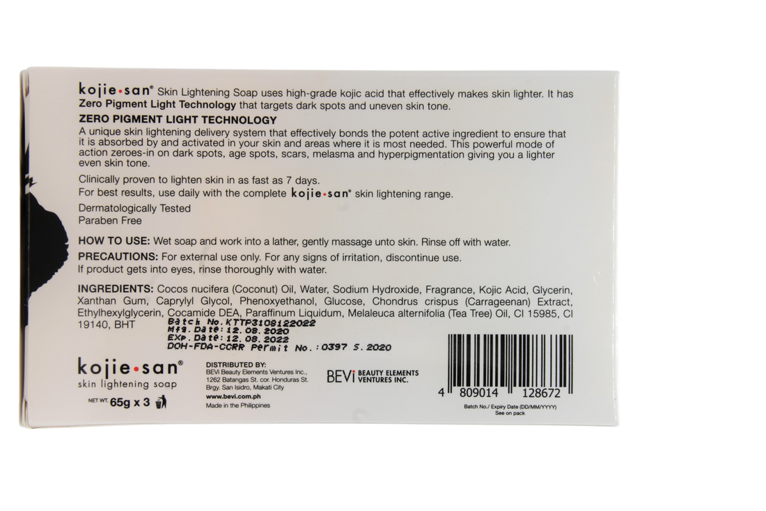 Savon éclaircissant pour la peau Kojie San 3 x 65 grammes