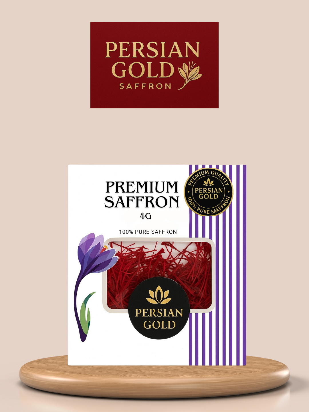 Persian Gold Premium Saffraan 4g – 100% Pure Premium Iraanse Kwaliteit – Klasse 1 Gecertificeerd – Saffron – Iraanse Saffraan – Beste Saffraan – Pure Natuurzuivere Saffraan – Krokus Specerij
