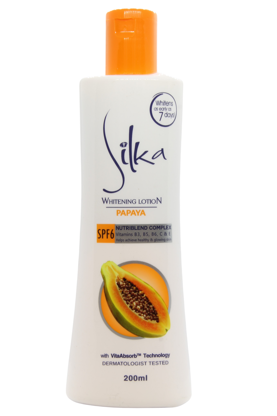 Silka Skin Whitening Lotion corporelle à la papaye avec SPF 6, 200 ml