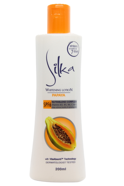 Silka Skin Whitening Lotion corporelle à la papaye avec SPF 6, 200 ml