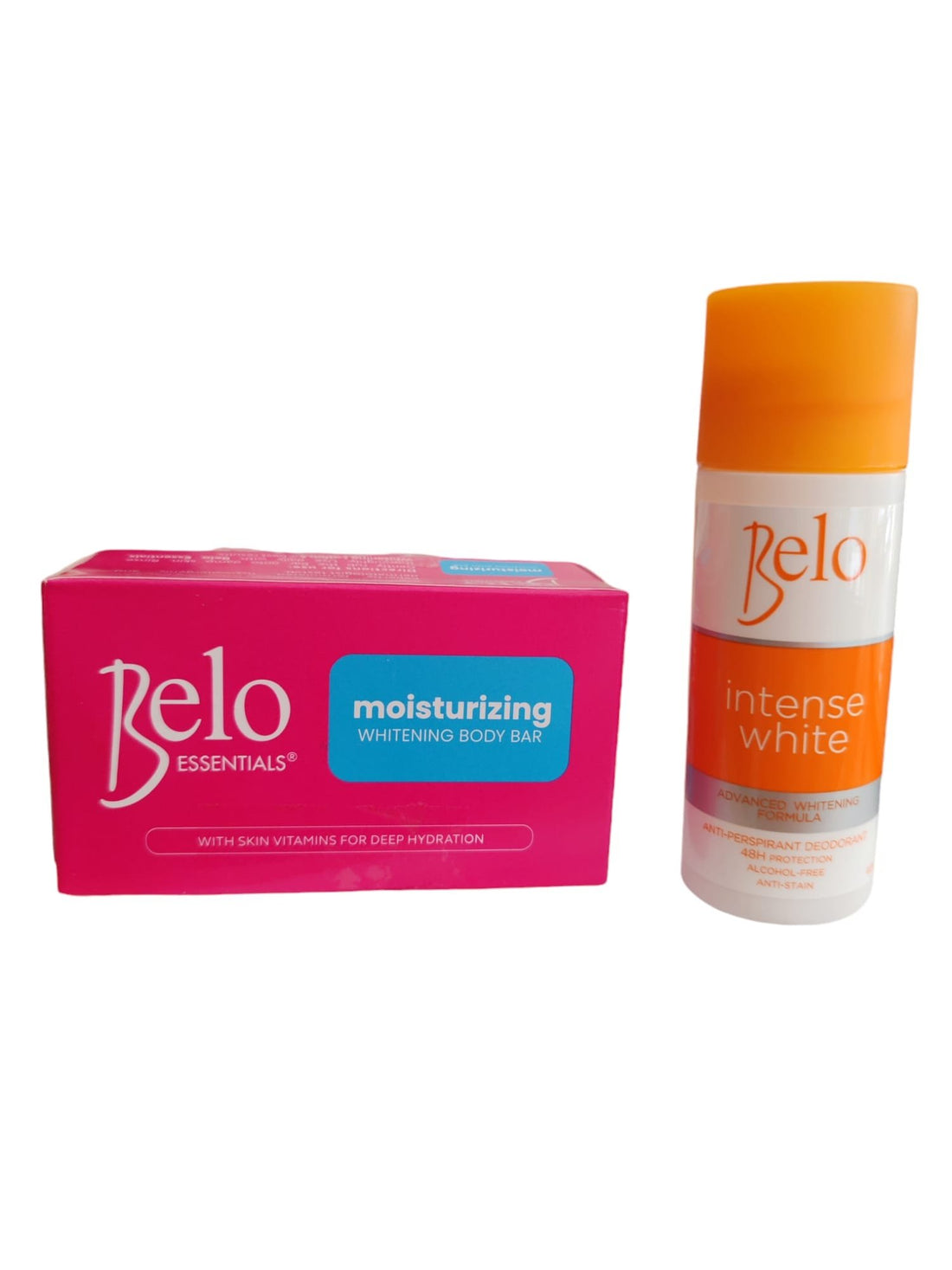 Barre éclaircissante hydratante Belo Essentials + Déodorant Belo Intense White