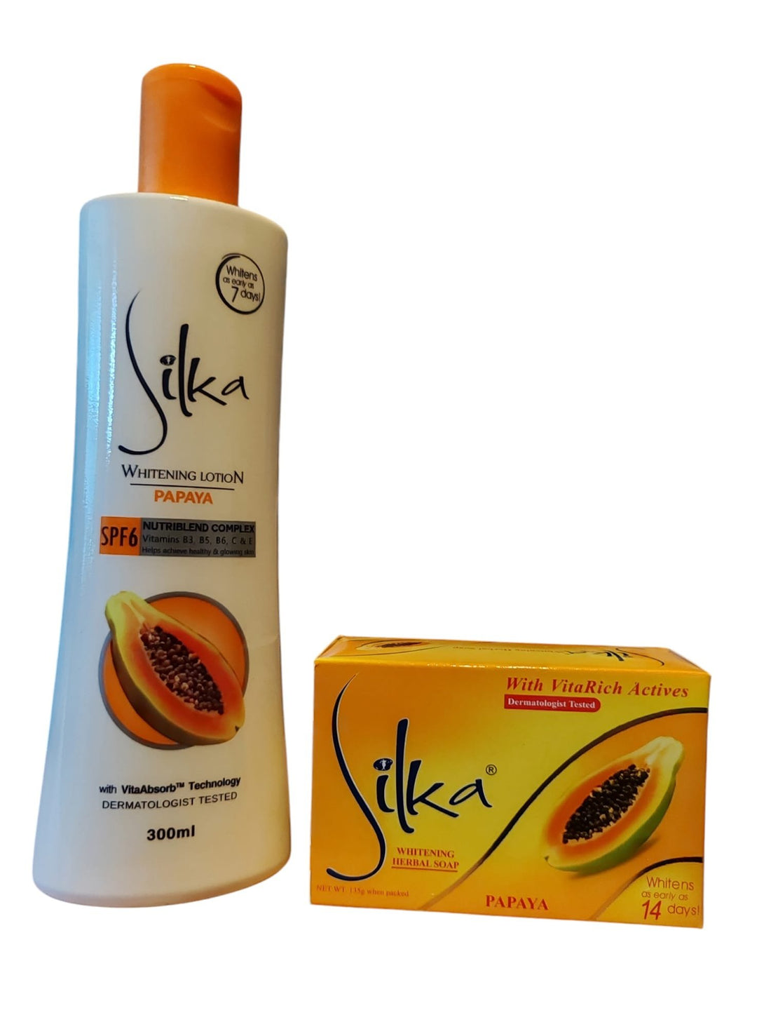 Pack économique de lotion blanchissante Silka et de savon blanchissant aux herbes Silka