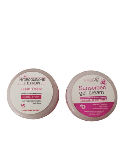 Brilliant Cream &amp; Sunscreen Gel Cream – Economical Package – Verhelderende &amp; Beschermende Huidverzorging – Hydrateert, Egaliseert de Huidtint en Beschermt tegen UV – Voor een Gladde, Stralende &amp; Gezonde Huid