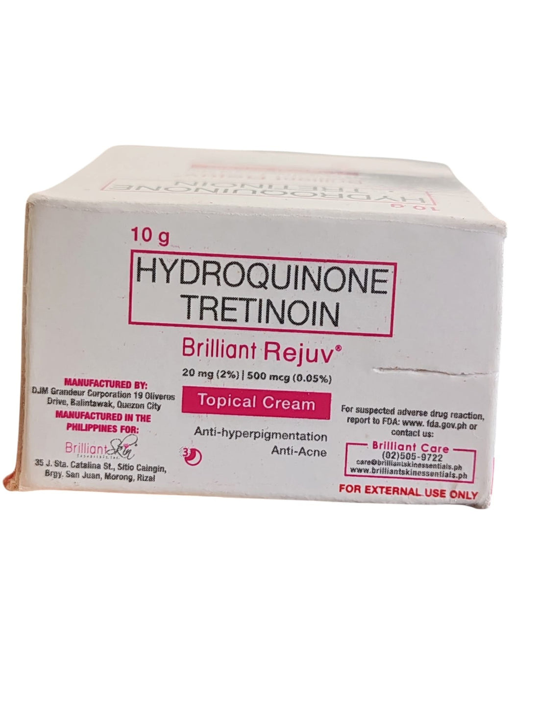 Hydrochinon Tretinoïne Brilliant Rejuv Topische Crème